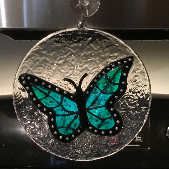 Hand Crafted Other - Hand Painted Stained Glass Monarch Butterfly on 6 X 6 Acrylic circle.